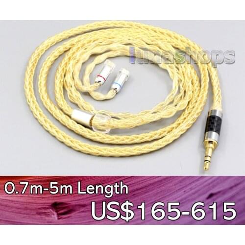 LN006505 3.5mm 2.5mm 4.4mm 8 Cores 99.99% Pure Silver + Gold Plated Earphone Cable For Ultimate UE UE18PRO 11PRO 10PRO 7PRO 4PRO