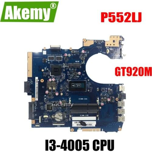 Akemy P552LA Mainboard For Asus P552 P552L P552LA P552LJ P2520LA P2520LJ Laptop Motherboard 100% TestWith I3-4005U GT920M 2GB