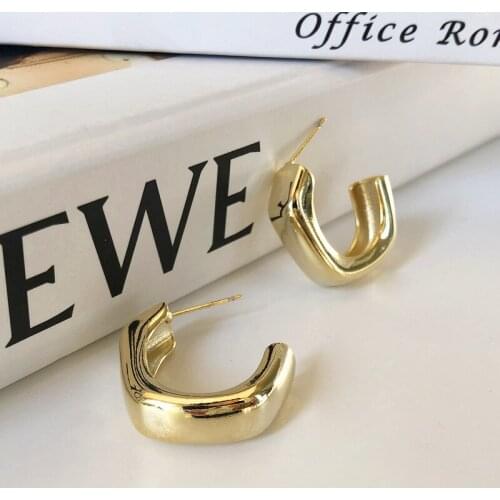 DAVINI Minimalist Thick Circle Drop Earrings Geometric Vintage Earrings For Women Gold Color Female OL Style Korea Jewelry MG327