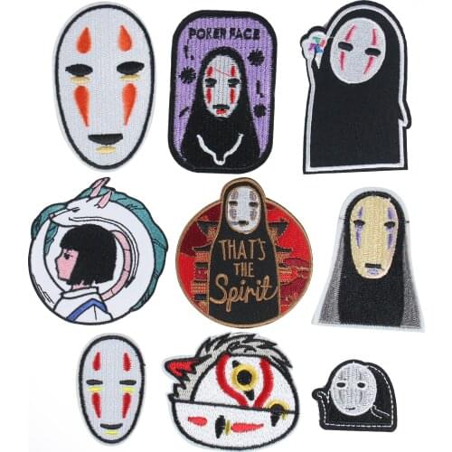 Cartoon Anime Japan Hayao Miyazaki Spirited Away Faceless Male Embroidery Cloth Sticker Adhesive Clothing Accessories Patch