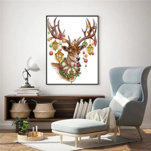 Antlers Patterns Animal Painting Counted Cross Stitch kit Printed on Canvas Embroidery DMC 11CT 14CT Chinese Needlework Set