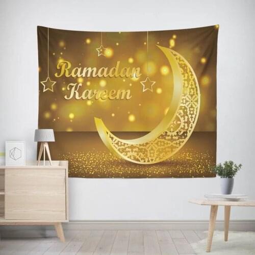Eid Mubarak Decor Wall Hanging Tapestry Moon Star Muslim Festival Ramadan 75x90cm Aid Mubarak Decoration