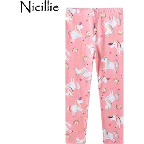 Nicillie Children Skinny Pants Girl Autumn Spring Unicorn Pattern Girl Leggings Girl Cotton Pencil Pants Kids Leggings for Girl