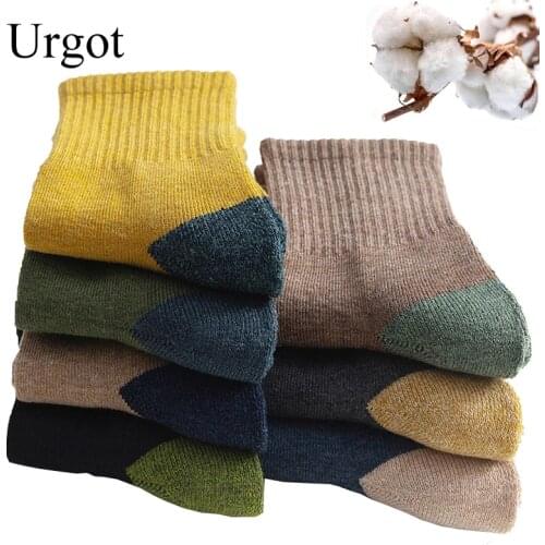 Urgot 5 Pairs Japanese Harajuku Socks Autumn Winter Warm Mens Socks Thicke Terry Breathable High Quality Casual Business Male