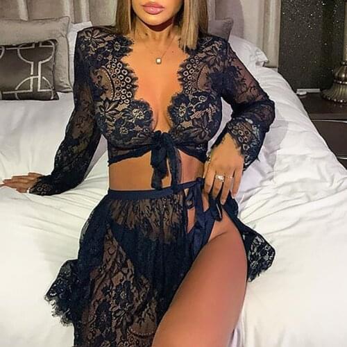 New Lace Babydolls Dress Nightwear Sexy Lingerie See Through Erotic Costumes Sets Sexys Lingerie Porn Exotic Dresses Lingerie
