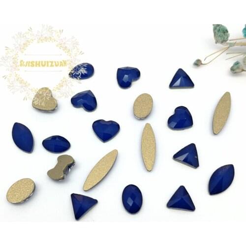 New Products Mocha Deep blue Mix shape size 20pcs or 50pcs Flatback glue NAILS Crystal Glass Rhinestones DIY Wedding Dresses