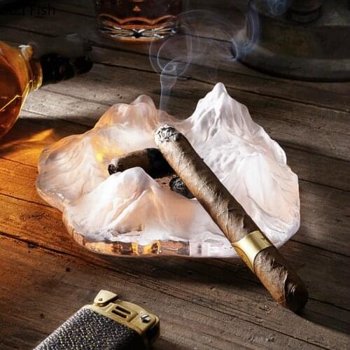 Iceberg Shape Ashtray Creative Anti Fly Ash Household Large Capacity Advanced Glass Ashtray Home Decoration Gift for Boyfriend