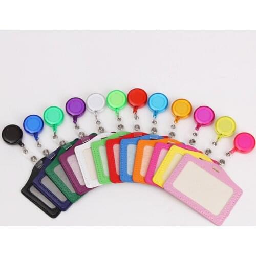 Card Sleeve Sets ID Badge Case PU Leather Material Clear Bank Credit Card Badge Holder School Student Office Card Cover Bags