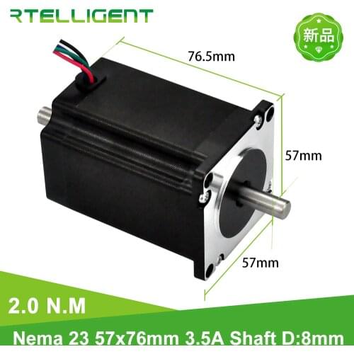 Rtelligent Nema 23 2N.M 20kg.cm 3.5A Dual Shaft Stepper Motor Shaft Diameter 8mm 4leads for automatic folding Plane mask machine