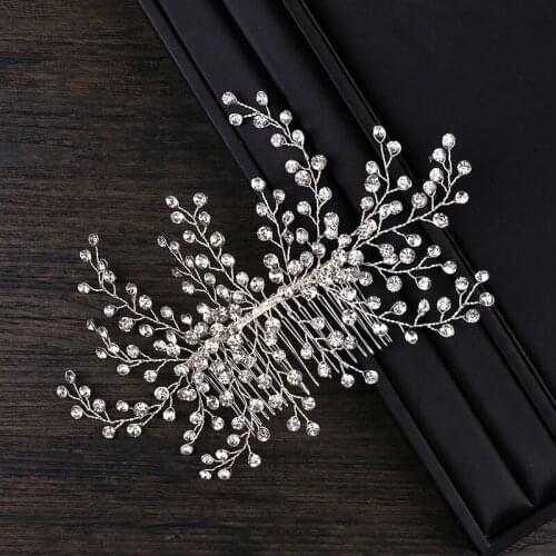 Silver Rhinestone Twig Style Hair Combs Handmade Wedding Head Jewelry Bridal Hair Elegant Women Ornament Accessories