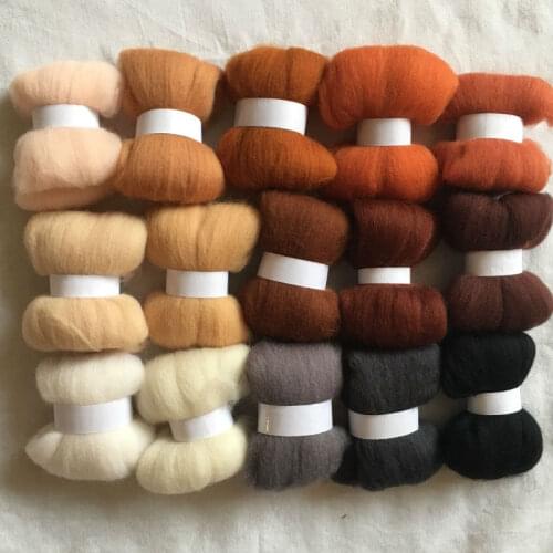 WFPFBEC 15colors wool for felting 70S wool felt needle felting 5g/10g/20g/50g/100g/color merino wool roving wool felt fabric