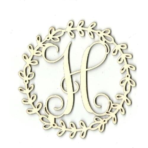 Wreath Monogram - Personalized Laser Cut Unfinished Wood Shape