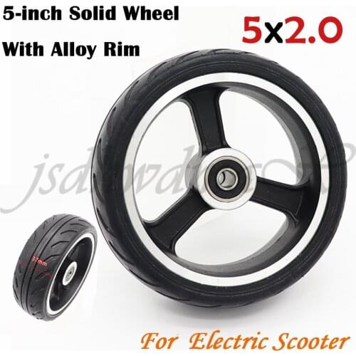 High quality 5 inch tubeless solid tire for balancing car,electric skateboard,Trolley Cart,baby carriage 5 inch with alloy hub