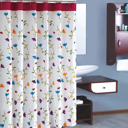 Shower Curtain Waterproof White Floral Bath Curtains Thicken Mildew Proof Bathtub Partition Curtain Modern Bathroom Decor