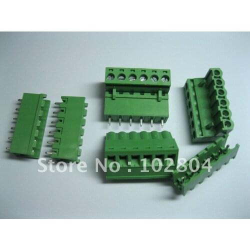 Green 6 pin 5.08mm Screw Terminal Block Connector Pluggable Type 60 Pcs Per Lot Brand New HOT Sale High Quality