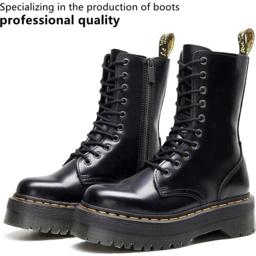 Female Martin Boots British Style Couple Leather Boots Male Martin Boots Round Head Trend European American Motorcycle Shoes