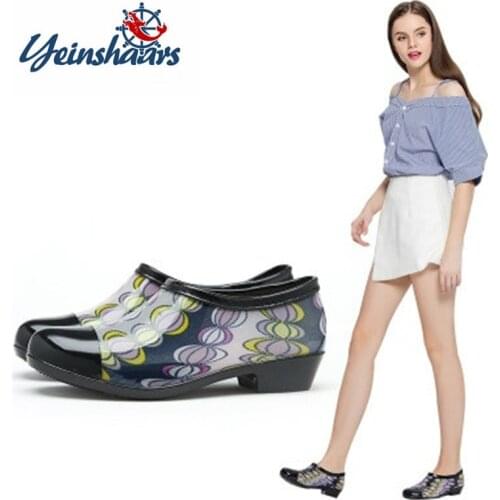 YEINSHAARS Women Rain Boots PVC Waterproof Shoes Female Sex Outdoor Garden Kitchen Lady Work Shoes Girls Car Washing Shoes