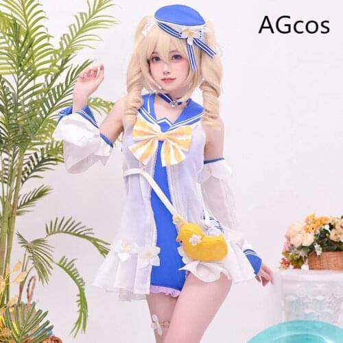 In Stock Genshin Impact Barbara Cosplay Costume Woman Sexy Swimsuit Barbara Summer Swimwear Swimsuits