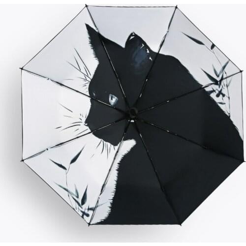 Folding Umbrella Black Coating Cat Sun Umbrellas Rain Women Princess Parasol Anti-UV Sunscreen Boys Paraguas Girls Guarda Chuva