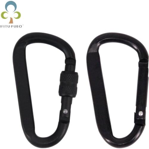 1Pc 7cm Aluminum Alloy Carabiner Black D-Ring Key Chain Clip Camping Keyring Snap Hook Outdoor Travel Kit GYH