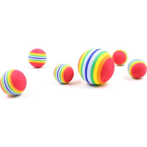 1pc Rainbow Color Cat/Dog Toy Ball Interactive Cat Toys Play Chewing Molars Natural Foam Ball Training Pet Supplies