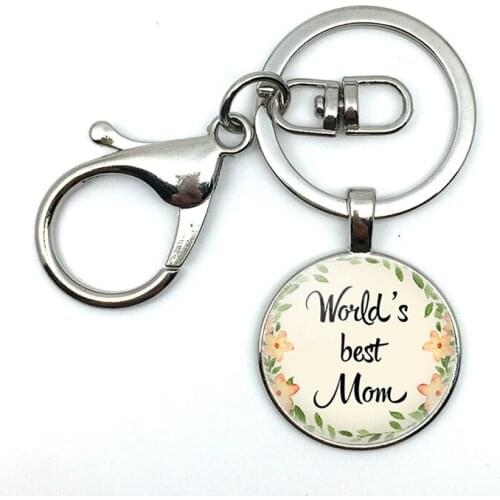 2018/Fashion Hot Moms Worlds Best Mother Keychain Lettering Floral Charm Pendant Fashion Keychain