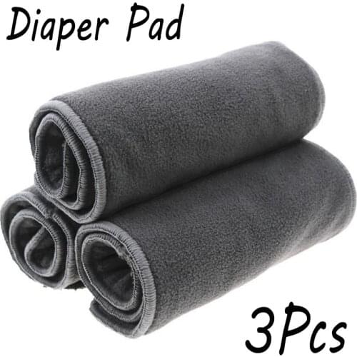 3pcs/lot Bamboo charcoal adult diapers 5 Layer Microfiber Inserts Cloth Nappies Urine Collector for Teen Adult Diappers S17D5