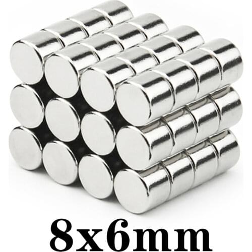 500pcs Neodymium N35 Dia 8mm X 6mm Strong Magnets Tiny Disc NdFeB Rare Earth For Crafts Models Fridge Sticking magnet 8x6mm