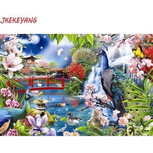 5D DIY square/round Diamond painting Peacock and flower Cross Stitch Diamond Embroidery Pattern Rhinestone J1921