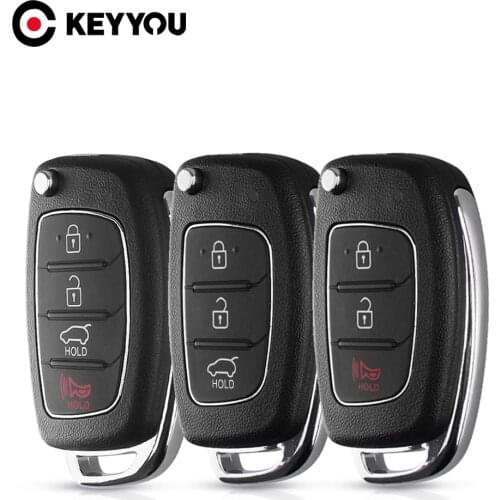 KEYYOU For Hyundai Solaris Ix35 IX45 I30 ELANTRA Santa Fe New Verna For Kia 3/4 Buttons Car Key Shell Fob Flip Remote Key Uncut
