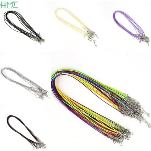 5PCS 1.5 mm/2mm Faux Leather Chains Bracelet Charms With Lobster Clasp Adjustable String Cord Necklaces For DIY Jewelry Making