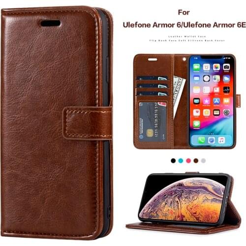 PU Leather Flip Case For Ulefone Armor 6 Card Holder Silicone Photo Frame Case Wallet Cover For Ulefone Armor 6E Business Case