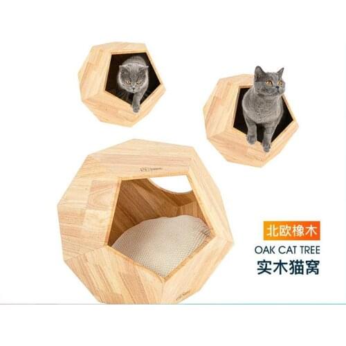 Wooden Cat Climbing Frame, Cat Litter, Cat Tree & Oak Solid Wood Cat Litter, Cat Supplies