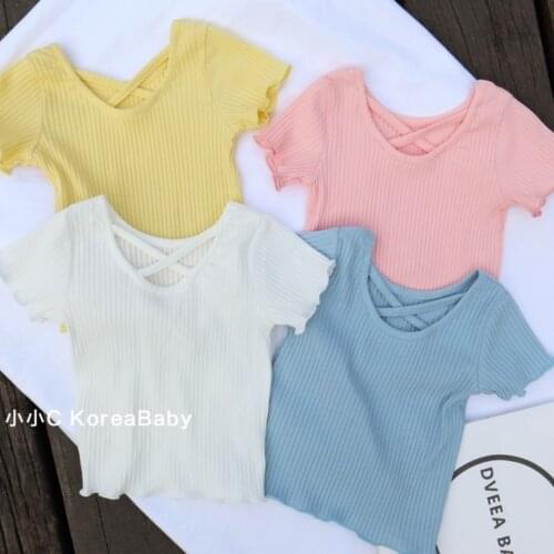 Childrens baby kids girs new spring summer sweet casual short sleeve T-shirts baby girls cotton candy colors tops tees P4 141