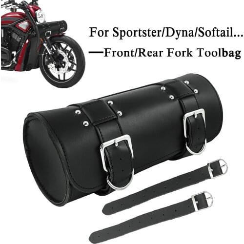 Motorcycle Saddlebag Leather Saddle Luggage PU Bags Front Fork Tool Bag For Harley Sportster Chopper Bobber Cruiser Dyna Softail