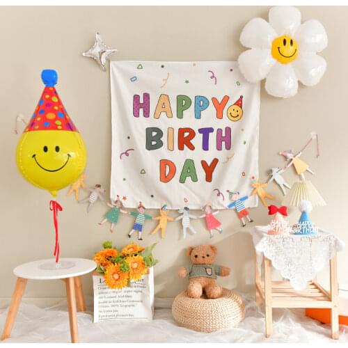 Ins Hanging Cloth Background Cloth Cartoon Wall Tapestry Skin-friendly Dormitory Decorative Tapestry Living Room Bedroom Decor