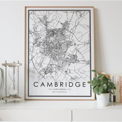 CAMBRIDGE England United Kingdom UK city map Nordic Living Room Decoration Canvas Poster Modern Home Decor Art Print Painting