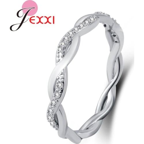 New Fashion Crystal Infinity Rings Micro Inlayed Cross Rings For Women Cubic Zircon CZ Crystal Rings 925 Sterling Silver