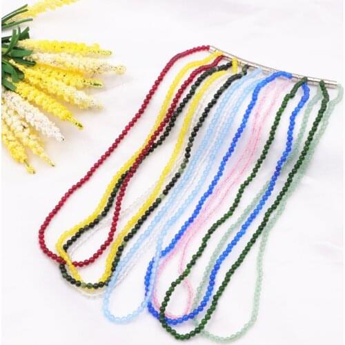 Punk Short Chain Clavicle Necklace Natural Stone Crystal Aventurines Jades Aquamarines Beaded Necklaces Choker Jewelry 16" A956