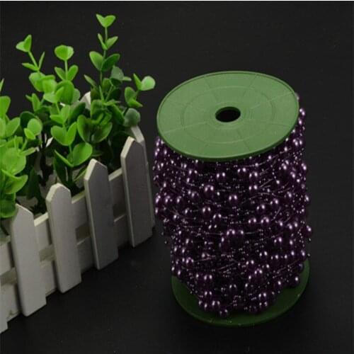 60M Purple 3+8mm Fishing Line Artificial Pearl Bead Garland Spool Rope Wedding Decoration Party Home Decor