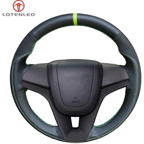 LQTENLEO Black Suede Leather Car Steering Wheel Cover For Chevrolet Cruze 2008-2015 Aveo 2010-2015 Orlando 2009-2015 Trax 2013
