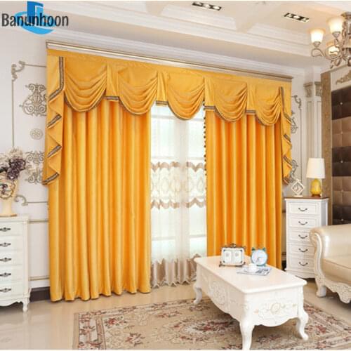Top Fashion New Woven Cafe Curtains Luxury European Thick Shading Italian Velvet For Living Room Bedroom Head Fabric Yellow
