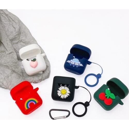 Cartoon Silicone Earphone Case With Finger Strap For QCY T12S Earbuds Earphone Cover Charging Box with Anti-drop Buckle