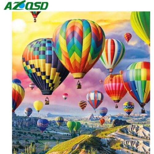 AZQSD Diy Diamond Embroidery Balloon Cross Stitch Kits Handmade Craft Diamond Painting Landscape Full Square Drill Wall Sticker