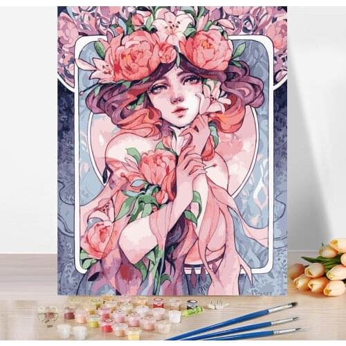 Diy Paint By Number Kit For Adults Kids Abstract Girl Painting Color Decorate The Living Room Dining Room 40x50cm Plank Frame