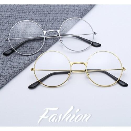 2021New fashion simple unisex round Plain glasses for men women Metal frame glasses for wedding party eyeglasses