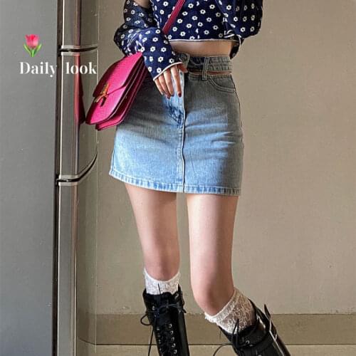 Casual Womens High Waisted Short Mini Skirt Sexy Slim Unique Jeans Skirt Fashion All-matched A-line Korean Dress Comfort Daily