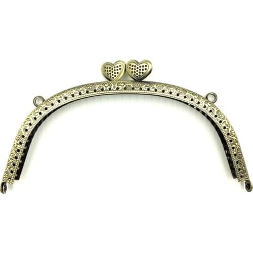 16.5cm Arch Embossed Purse Bag Frame Clutch Locks Kiss Clasp Handbag Handle Buckle Heart Head Handmade Crafts Sewing Accessories