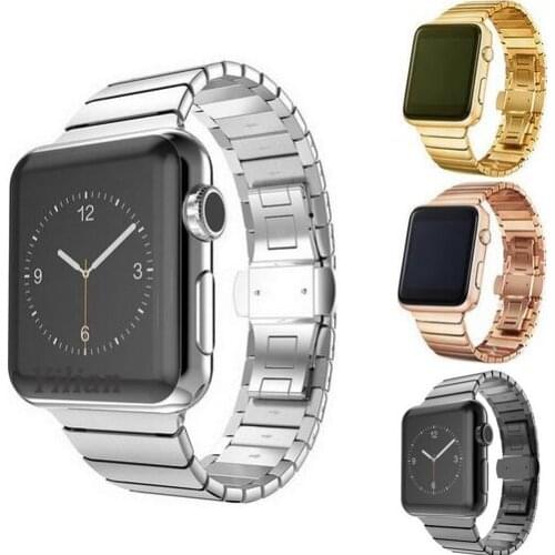 Butterfly clasp Link strap for iwatch band 38/42mm for Apple Watch SE bands 42/44mm Stainless Steel bracelet Series 6 5 4 3 2 1