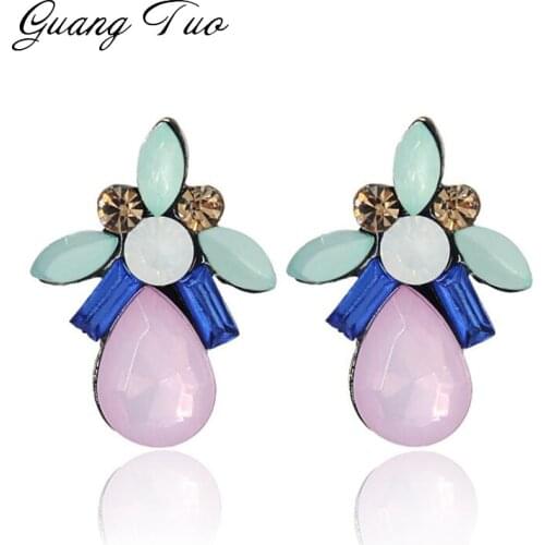 ES2150 Cryatal Resin Drop-shaped Leaf Stud Earrings For Women Personality Fashion Jewelry Earrings Wholesale Banquet Accessories